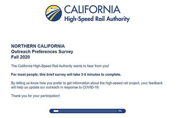 Screenshot of Northern California Outreach Preferences Survey