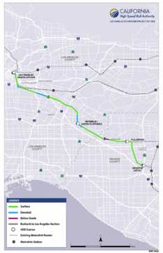 Portion of Los Angeles to Anaheim project section map