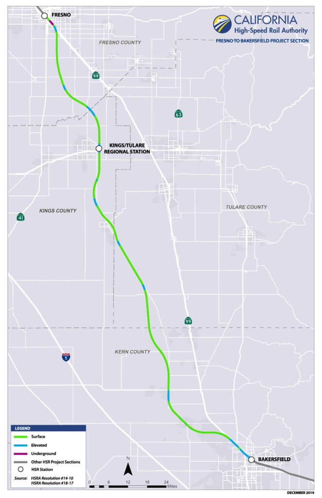 Map of Project Section Fresno to Bakersfield