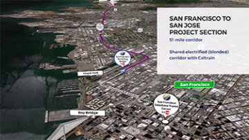 Screenshot of animated video of the San Francisco to San José project section