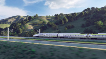 Close up of High-speed train in the Pacheco Pass.