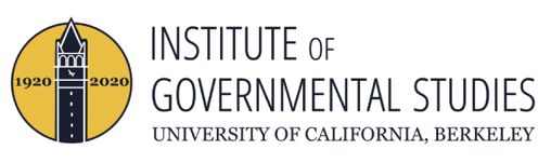 Logo that reads Institute of Governmental Studies University of California, Berkeley. Logo has a photo of tower with a yellow circle around the 