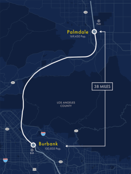 Palmdale to Burbank project section map