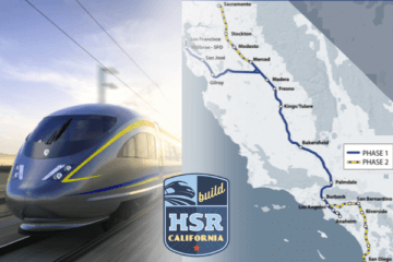 Train rendering with phased map of high-speed rail