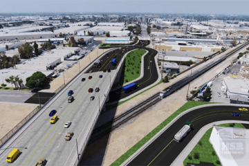 Rendering of a new grade separation over a freeway