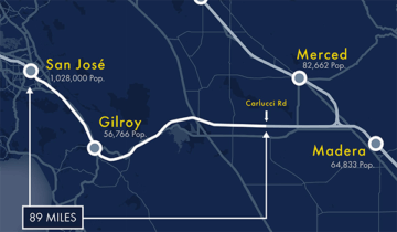 San Jose to Merced project section map