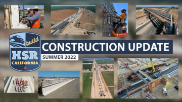 A collage of screenshots form the construction update video, showing workers, construction, right of way, and more. Says 