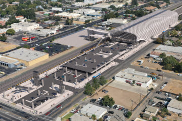 conceptual rendering of high-speed rail integration into station in Merced