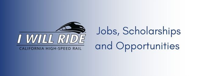 I Will Ride logo with a train and text that reads internships, Jobs and Scholarships. 