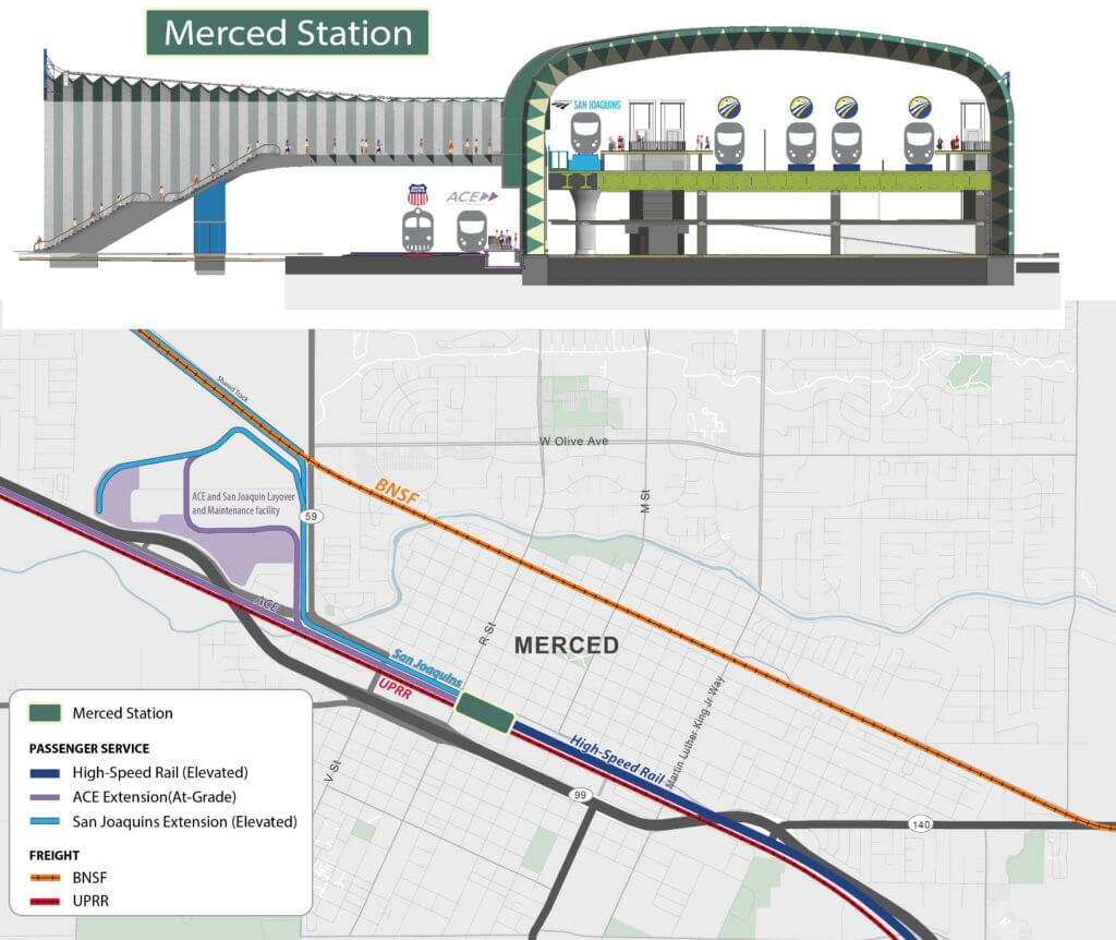 Merced Station chart and station area map