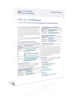 HSR 101: Certification factsheet cover