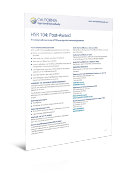 HSR 104: Post Award factsheet cover