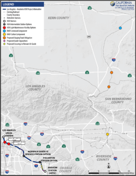 Map of the Los Angeles to Anaheim Project Section.