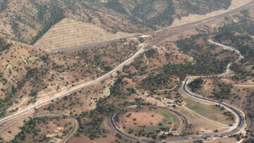 Rendering of the HSR alignment in the Palmdale area.