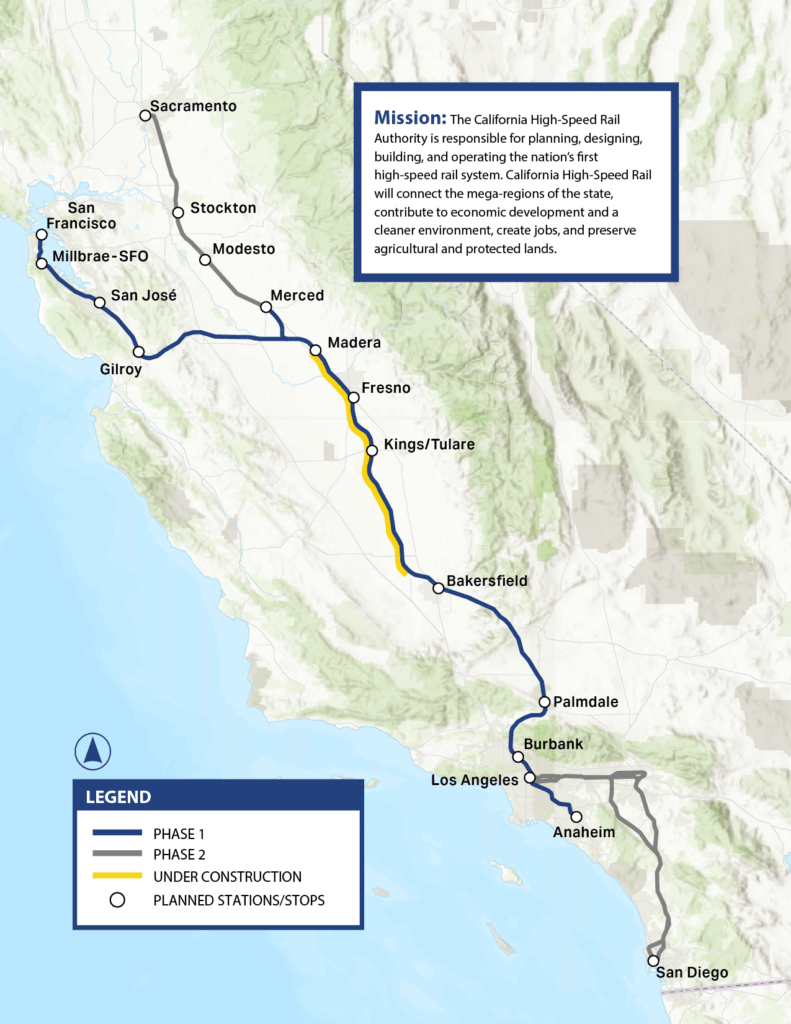 Map of the high-speed rail alignment.