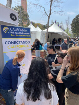 Authority staff talk with visitors at the Festival of Books on the USC campus in late April.