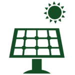 Graphic image of a solar panel under the sun.