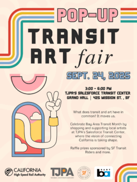 Flyer for Pop-up Transit Art Fair taking place on September 24, 2025 3-6pm. 