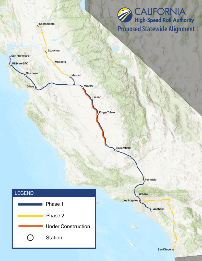 Thumbnail of the California High-Speed Rail Proposed Statewide Alignment map